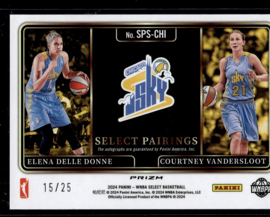 2024 Panini Select Courtney Vandersloot Elena Delle Donne Pairings /25 Auto 