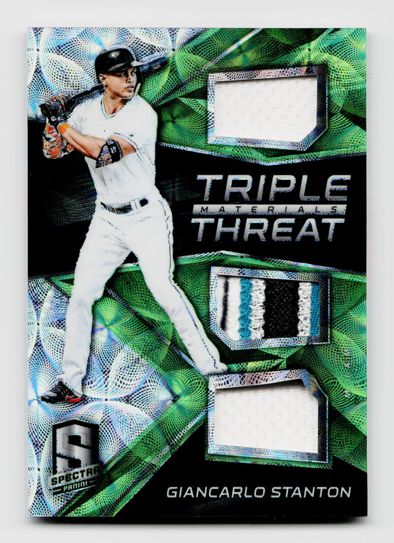 2017 Panini Spectra Triple Threat Materials Giancarlo Stanton #TTM-GI Jersey Patch Green Scope SSP /25