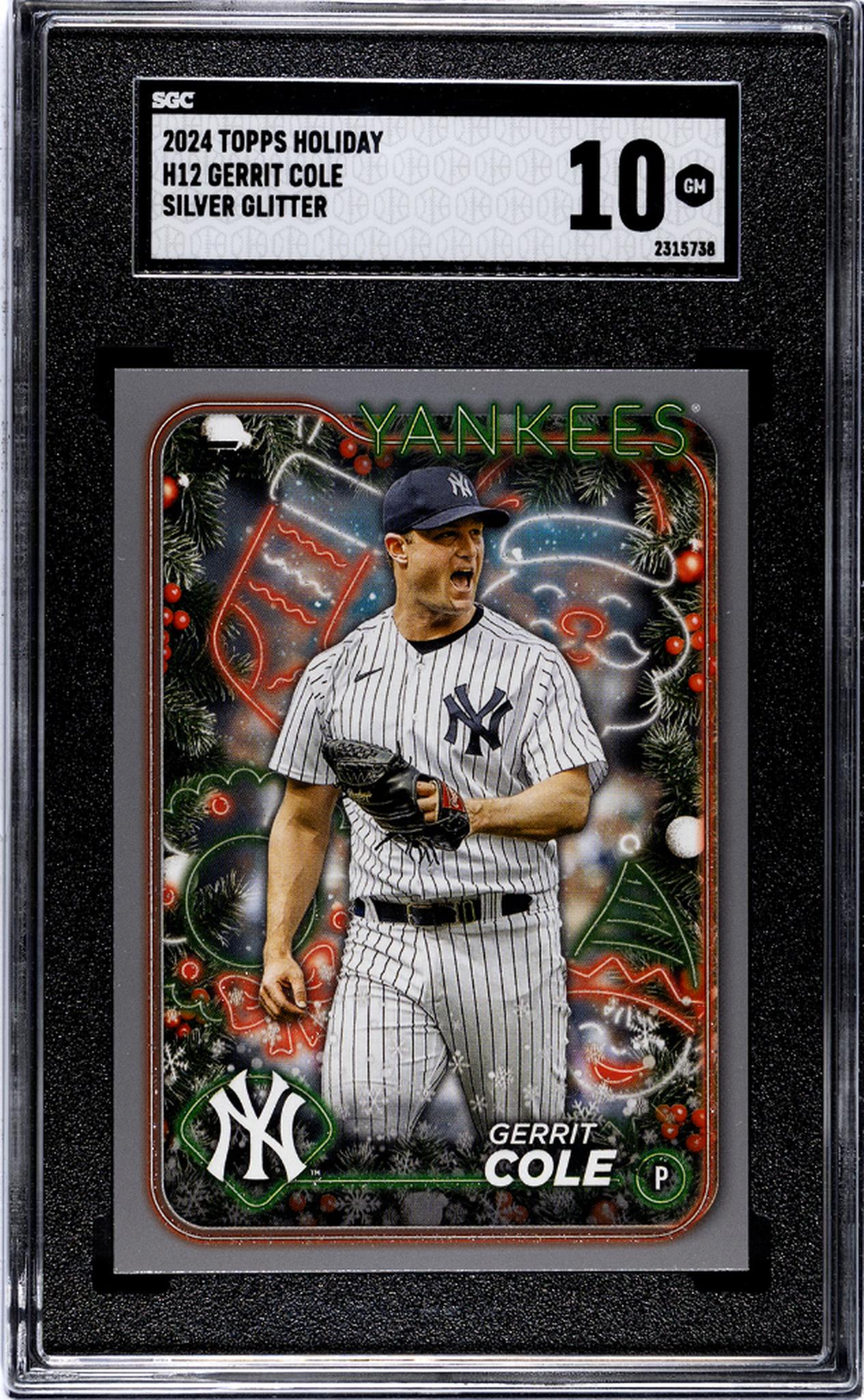 2024 Topps Holiday #H12 Gerrit Cole Silver Glitter SGC 10