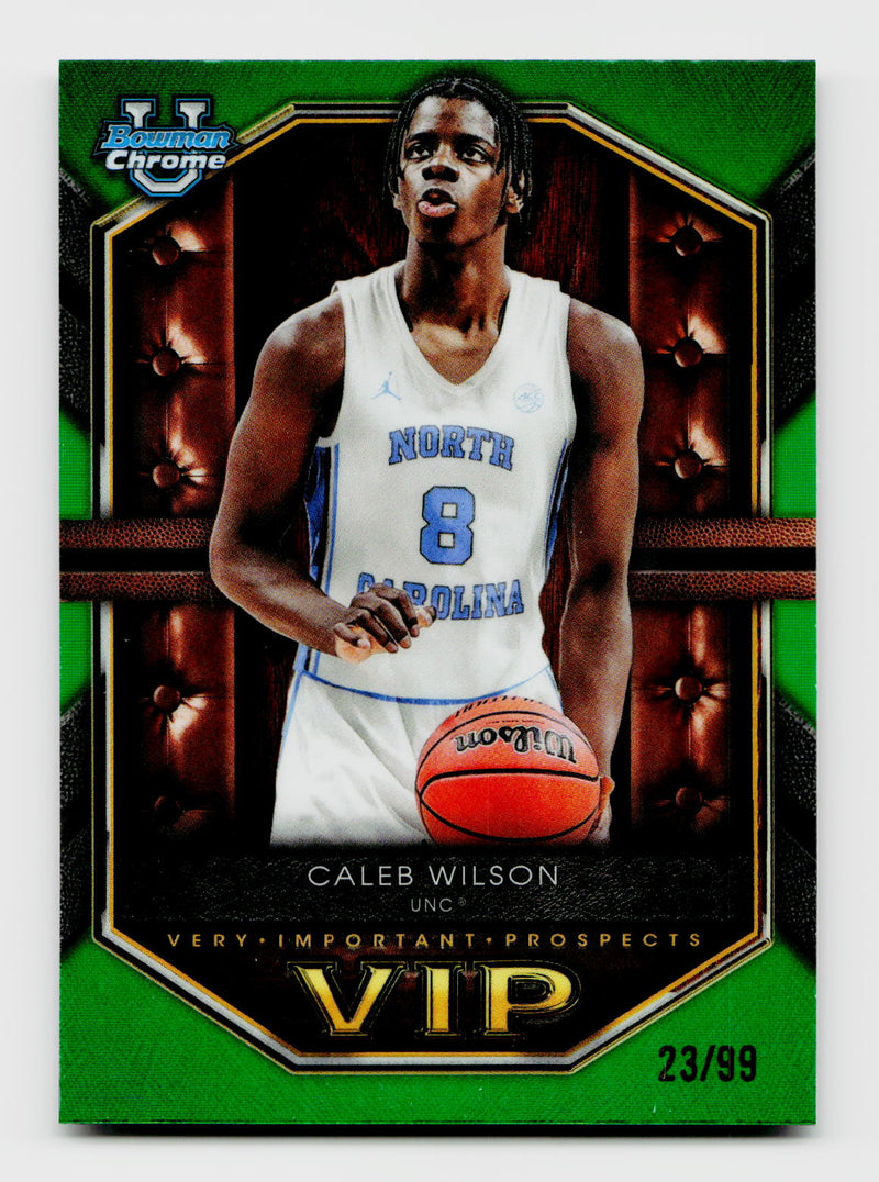 2025 Bowman Chrome University VIP Caleb Wilson #VIP-9 Green Refractor /99