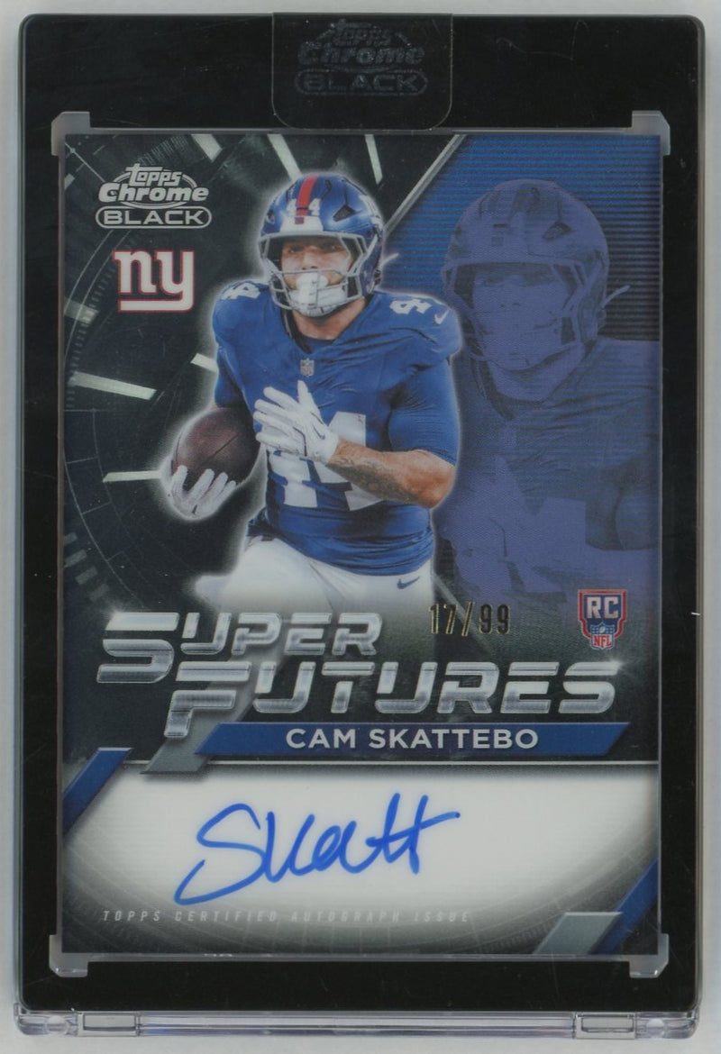 2025 Topps Chrome Black Cam Skattebo #SFA-CSK Rookie RC Super Futures Auto /99
