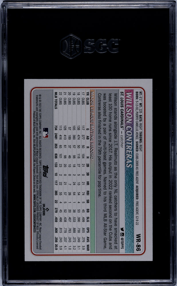 2023 Topps Big League #WR-86 Willson Contreras Wrapper Redemption /199 SGC 9