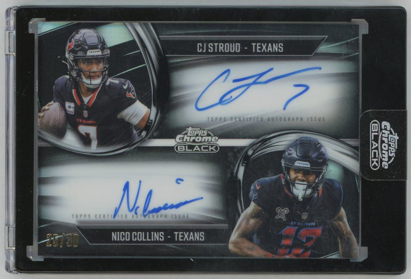 2025 Topps Chrome Black CJ Stroud/Nico Collins #PBDA-CSNC Pitch Black Dual Auto SSP /30