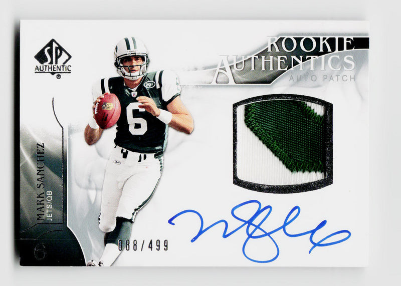 2009 SP Authentic Mark Sanchez Rookie Authentics Auto Player-Worn Patch RC #393 /499