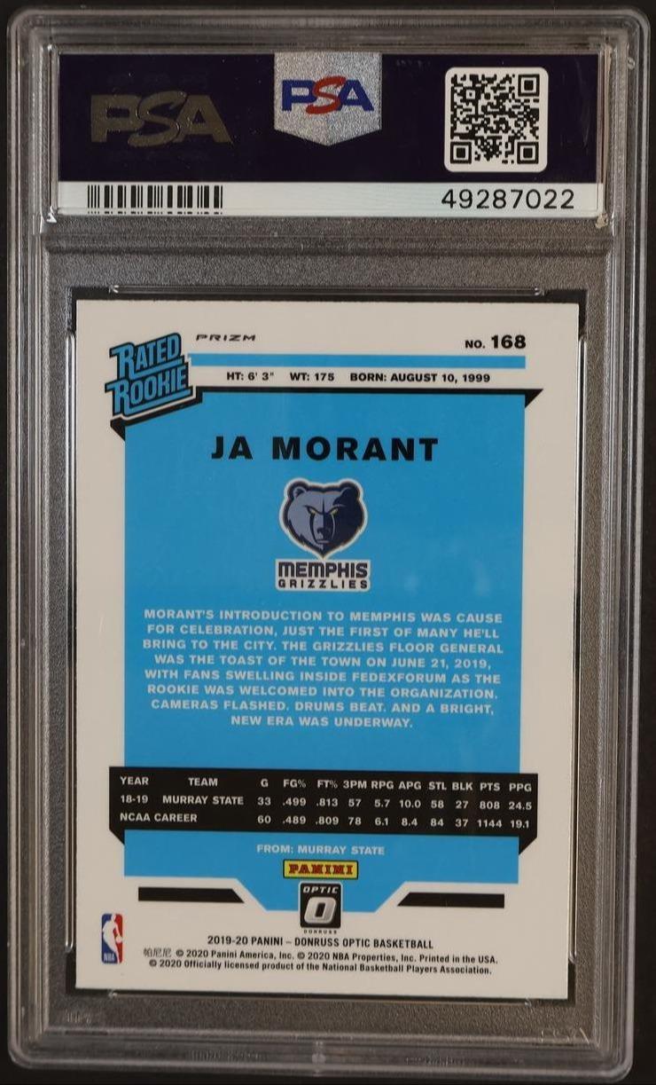 2019 Donruss Optic Rated Rookie Holo Ja Morant #168 PSA 9