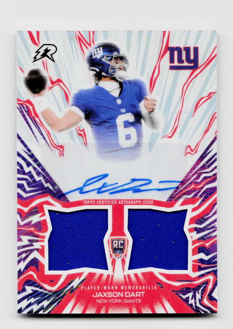 2025 Topps Resurgence Jaxson Dart #AU-JD Rookie RC Dual Player-Worn Jersey Dual Patch Auto