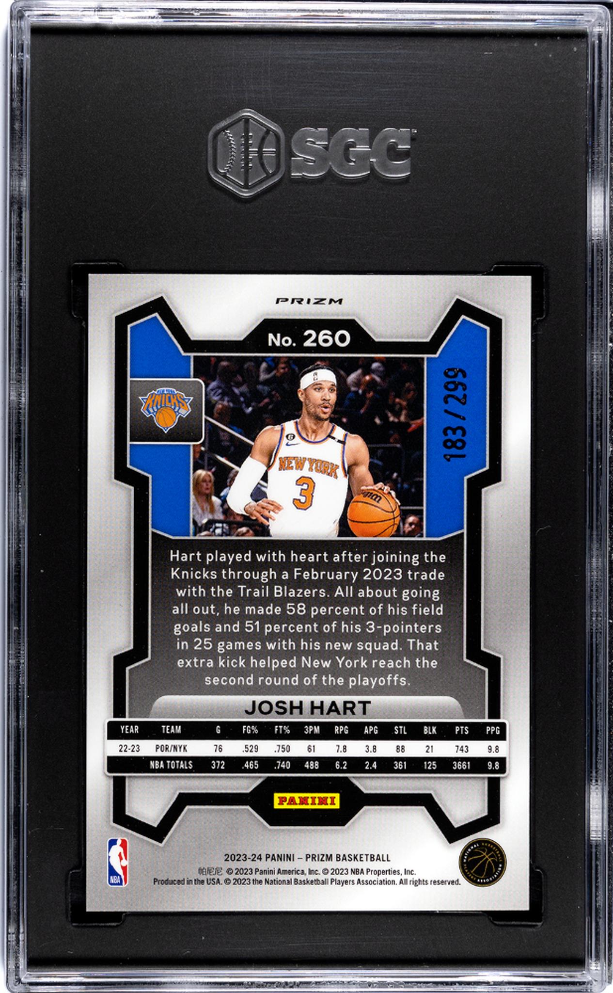 2023-24 Panini Prizm #260 Josh Hart Red Prizm /299 SGC 10