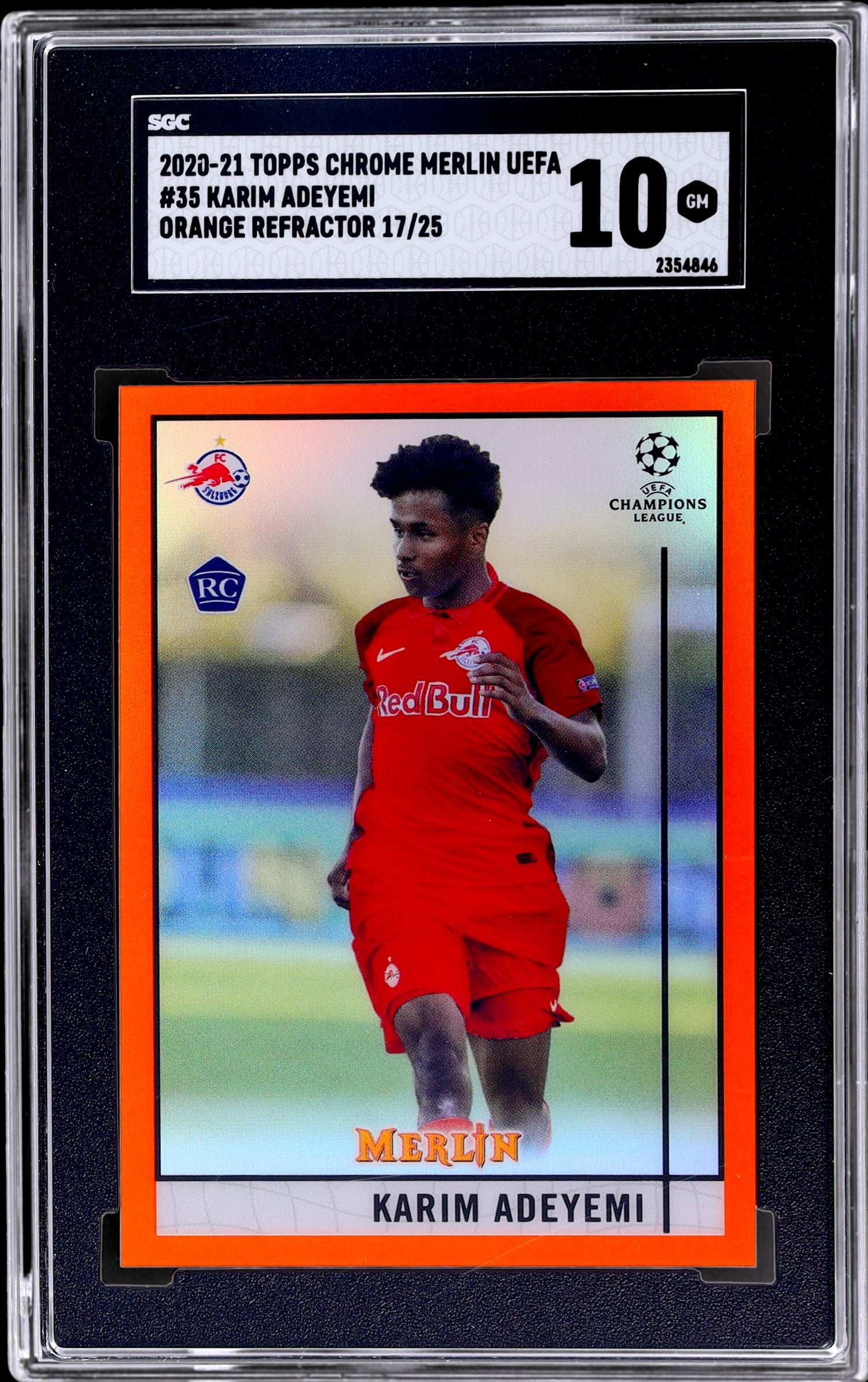 2020-21 Topps Chrome Merlin Karim Adeyemi #35 Orange Refractor /25 SGC 10 RC