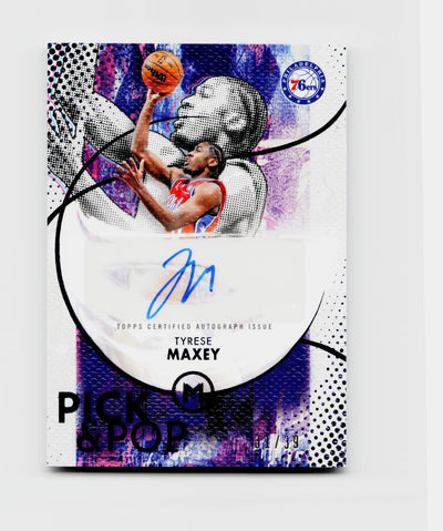 2026 Topps Motif Tyrese Maxey Pick & Pop Auto Ultramarine Blue /39