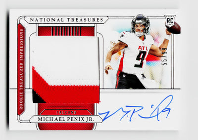 2024 Panini National Treasures Michael Penix Jr. #RTI-MPJ Rookie RC Treasured Impressions Auto Patch /99