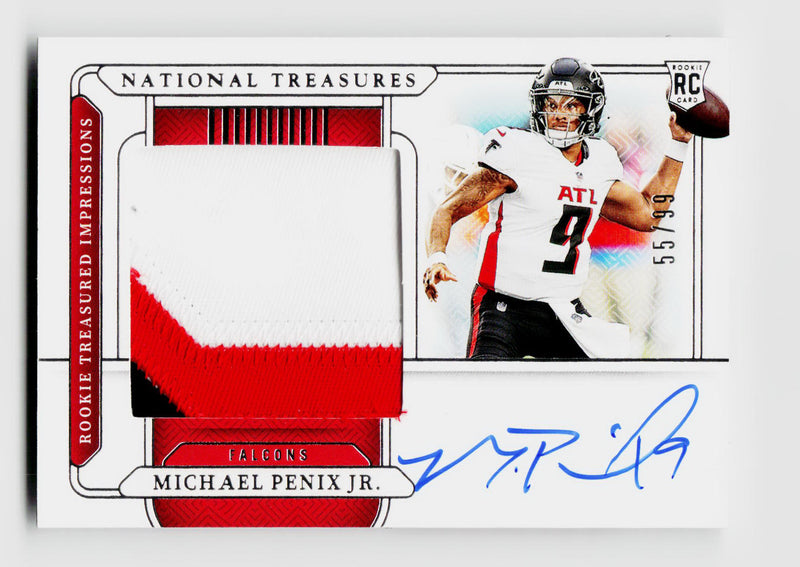 2024 Panini National Treasures Michael Penix Jr. #RTI-MPJ Rookie RC Treasured Impressions Auto Patch /99