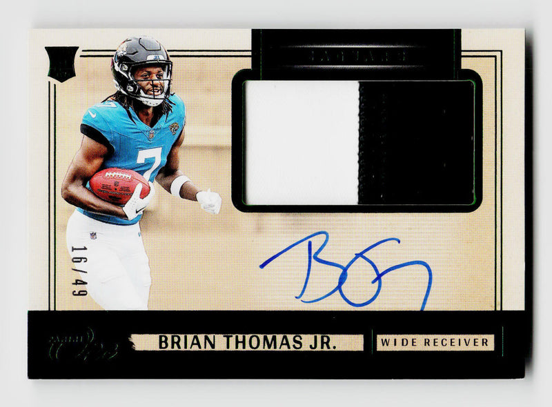 2024 Panini One Brian Thomas Jr. #3 Rookie RC Auto Patch Green /49
