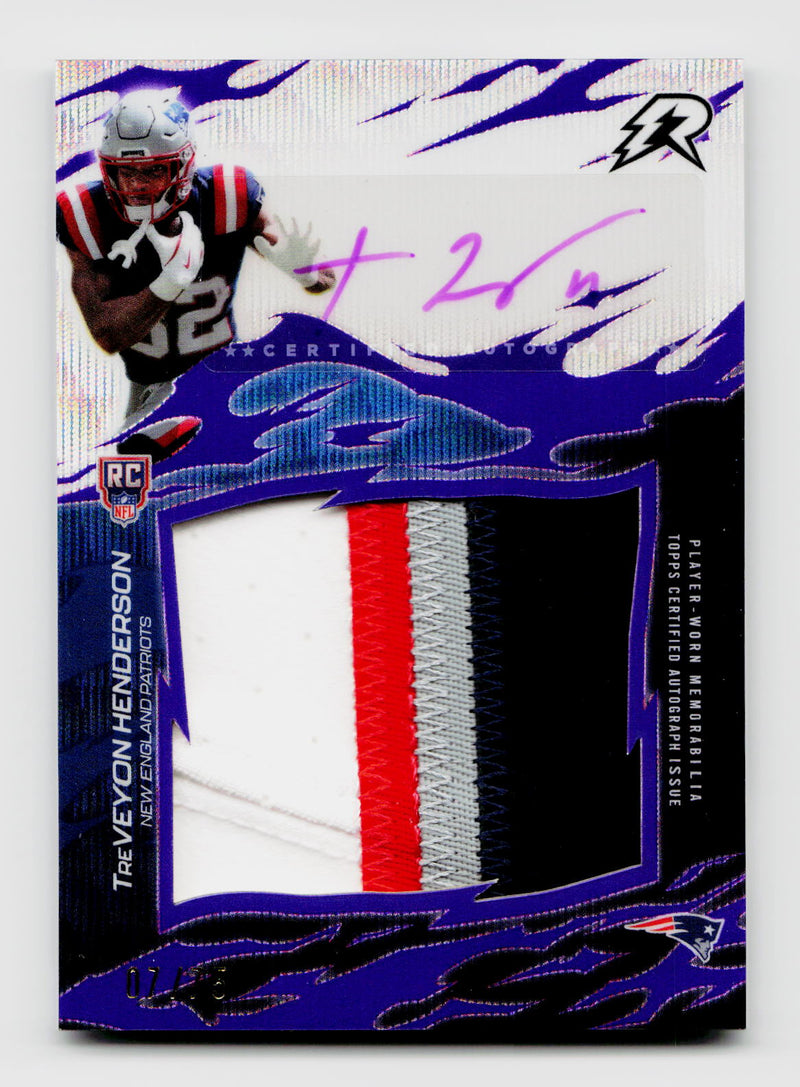 2025 Topps Resurgence TreVeyon Henderson Rookie Relic Signatures RC Jumbo Player-Worn Patch Auto #RRS-TH Purple /75 RC