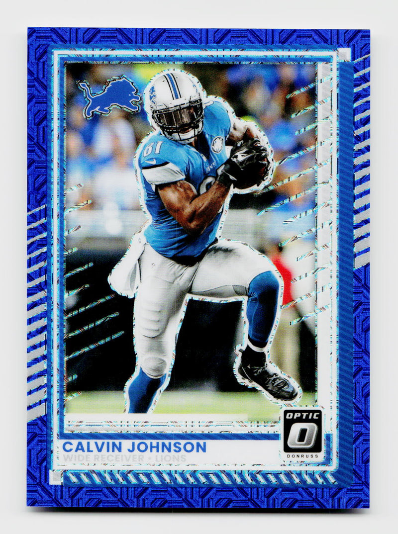 2025 Panini Donruss Optic Calvin Johnson #19 Blue Mojo /55