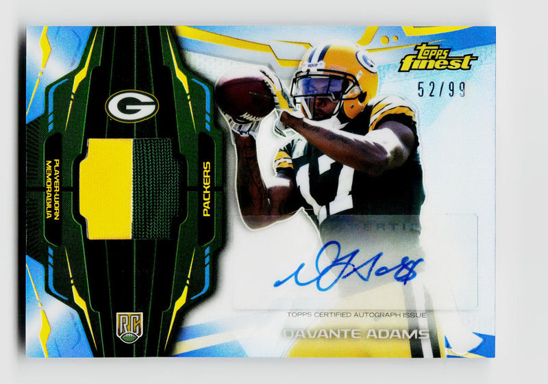 2014 Topps Finest Davante Adams #RAP-DA Rookie RC Jersey Patch Auto Blue Refractor /99
