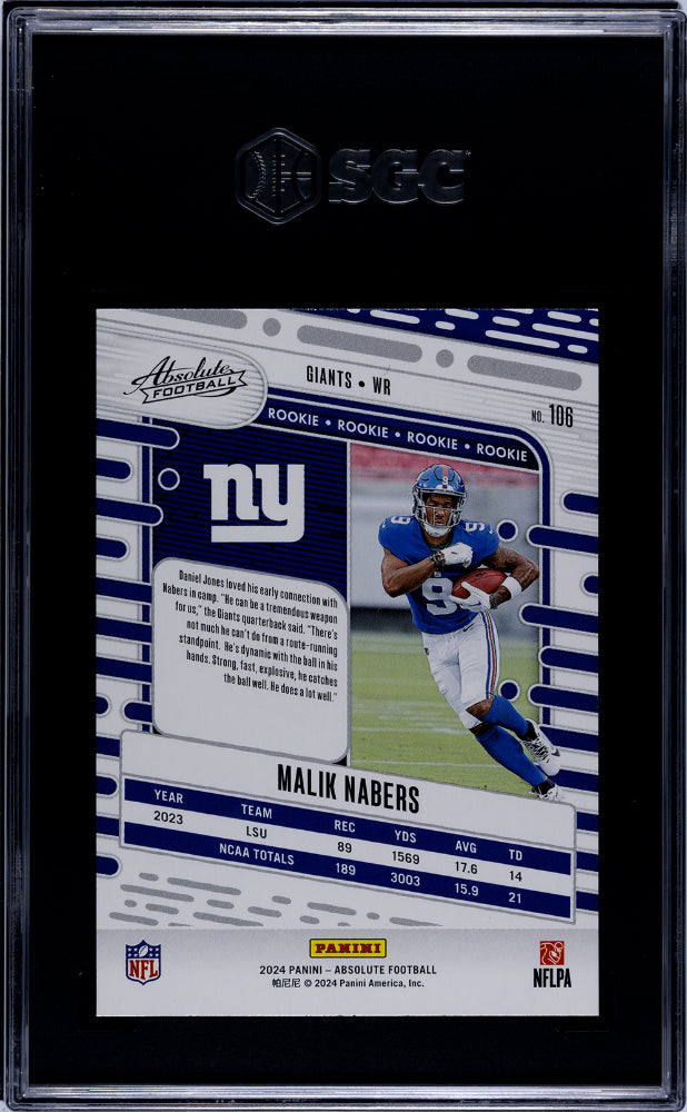 2024 Panini Absolute #106 Malik Nabers Retail SGC 9.5