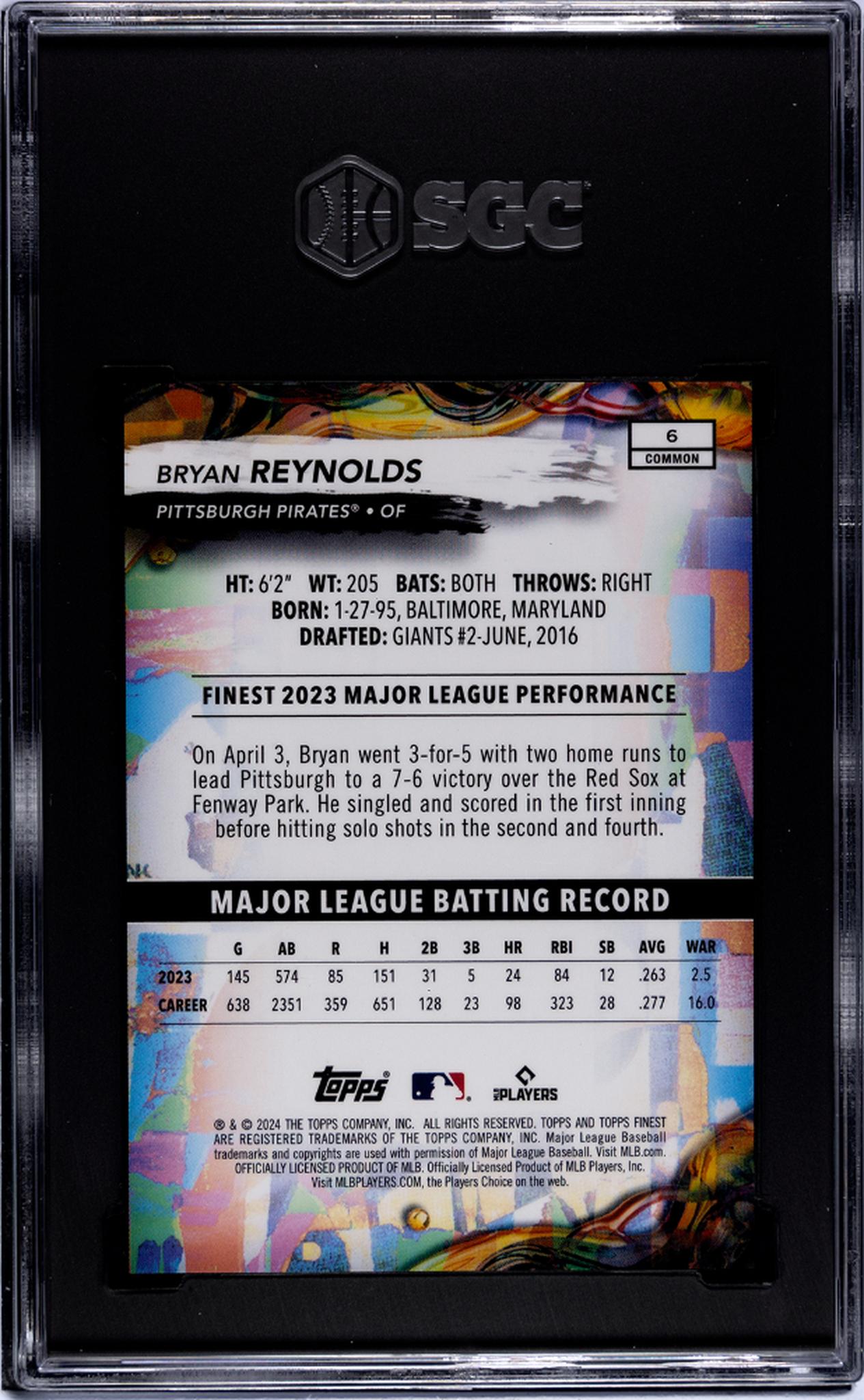 2024 Topps Finest #6 Bryan Reynolds /200 SGC 10