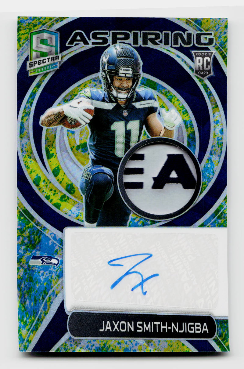2023 Panini Spectra Aspiring Jaxon Smith-Njigba #APA-JSN Rookie Splatter Seahawks Logo Patch Auto SSP /8