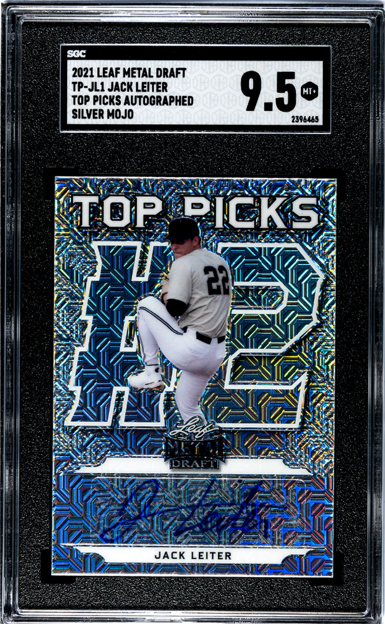 2021 Leaf Metal Draft #TP-JL1 Jack Leiter Top Picks Auto. Silver Mojo SGC 9.5