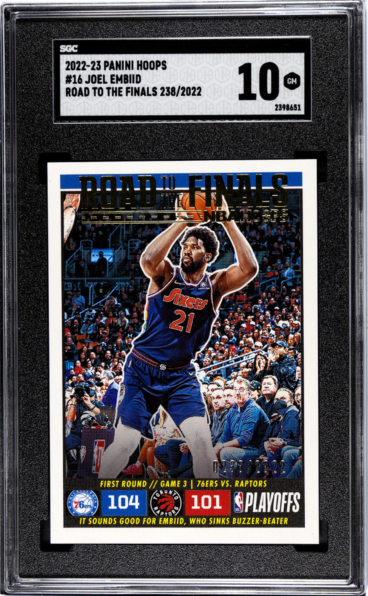 2022-23 Panini Hoops Road to the Finals Joel Embiid #16 /2022 SGC 10