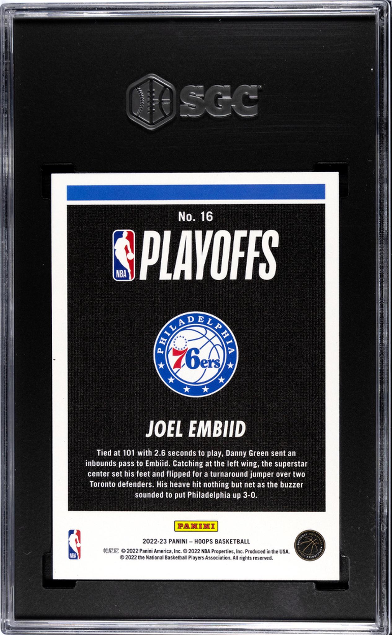 2022-23 Panini Hoops Road to the Finals Joel Embiid #16 /2022 SGC 10