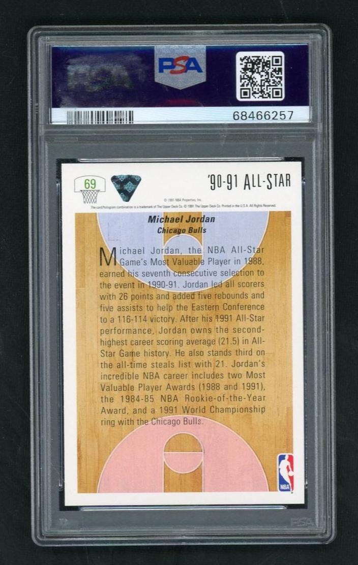 1991 Upper Deck East All Star Michael Jordan #69 PSA 9