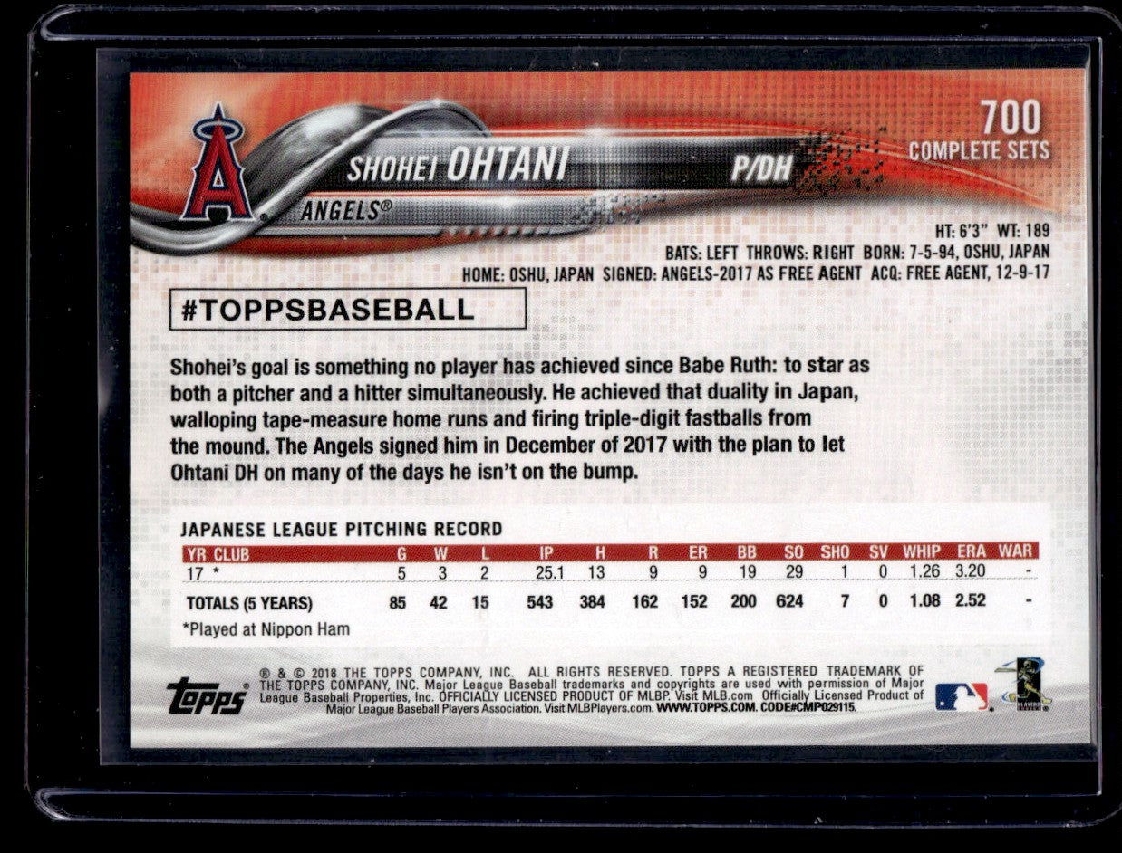 2018 Topps 700 Shohei Ohtani Complete Sets Rookie Angels