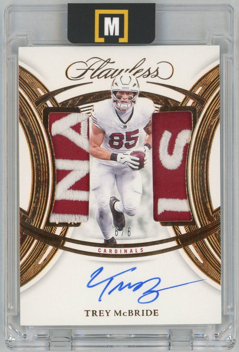 2025 Panini Flawless Trey McBride #DPA-TME Dual Patch Auto Bronze SSP /6