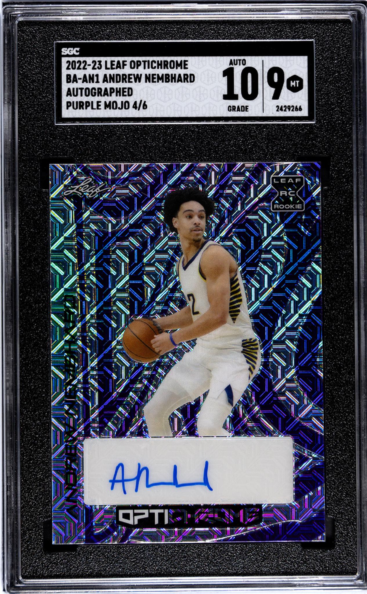 2022-23 Leaf Optichrome #BA-AN1 Andrew Nembhard Auto. Purple Mojo 4/6 SGC 9