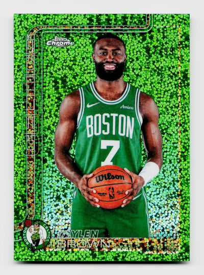 2025-26 Topps Chrome Update Jaylen Brown #9 Green Speckle Refractor Image Variation SP /99