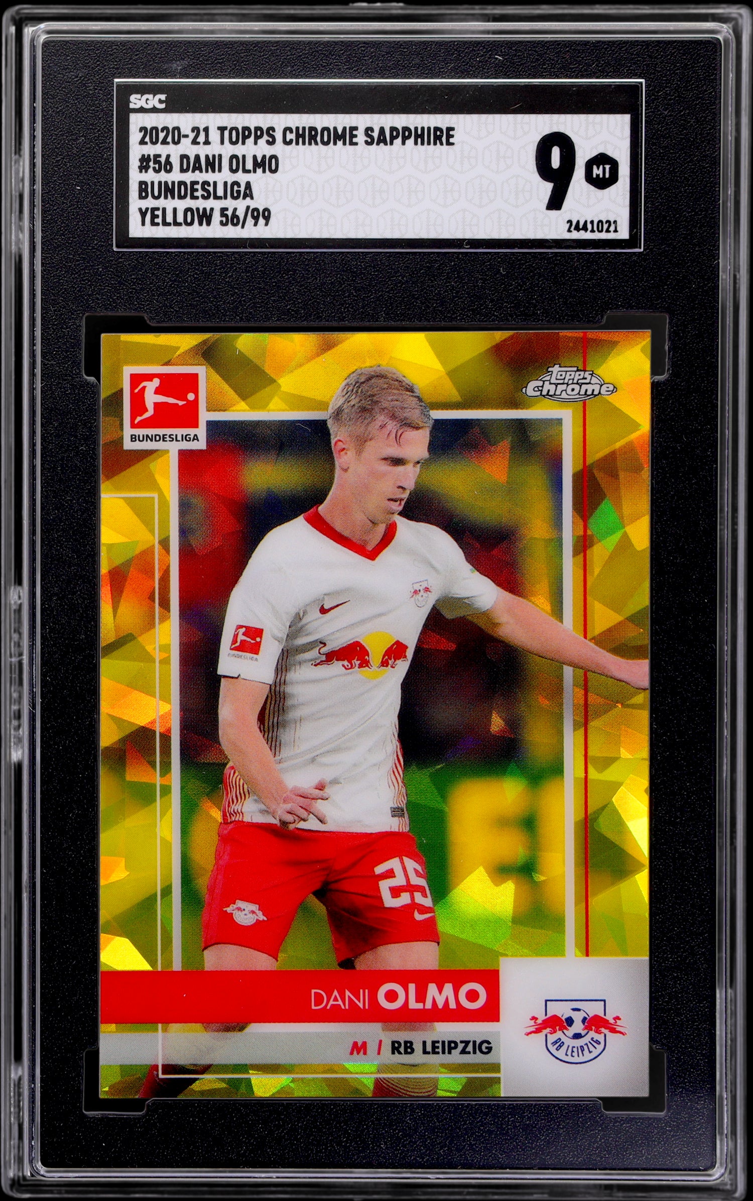 2020-21 Topps Chrome Sapphire Bundesliga #56 Dani Olmo Yellow 56 SGC 9