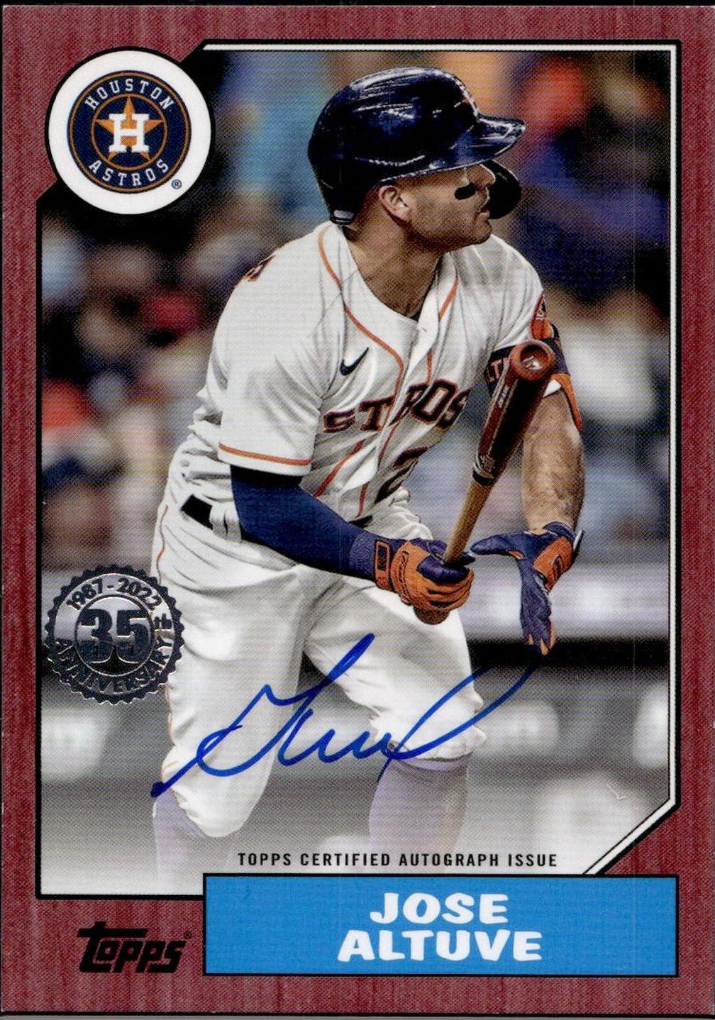 2022 Topps #87BA-JA JOSE ALTUVE 1987 Topps Baseball Autograph 25/25