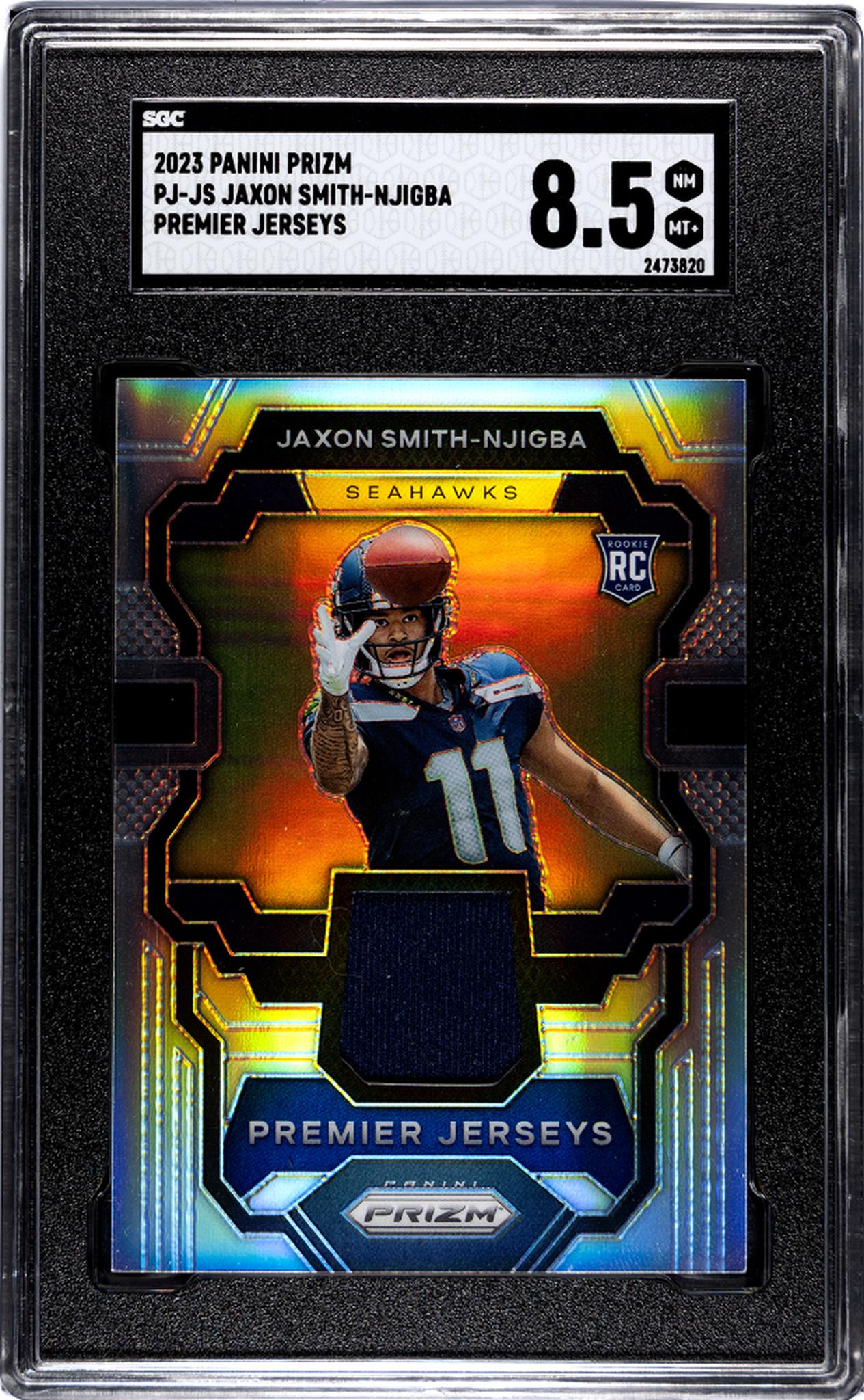 2023 Panini Prizm Jaxon Smith-Njigba Premier Jerseys Rookie Jersey SGC 8.5