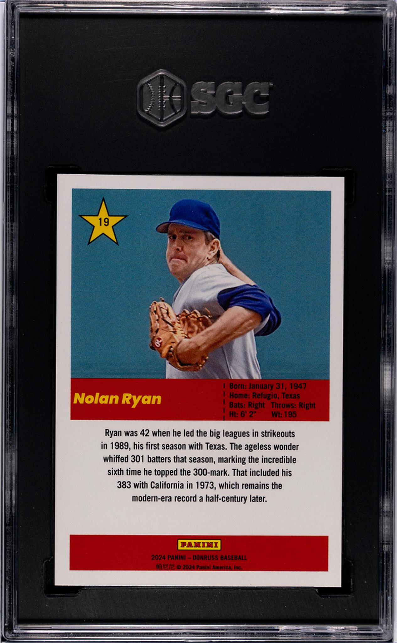 2024 Donruss #19 Nolan Ryan Action All-Stars Red Xplosion 55/99 SGC 8