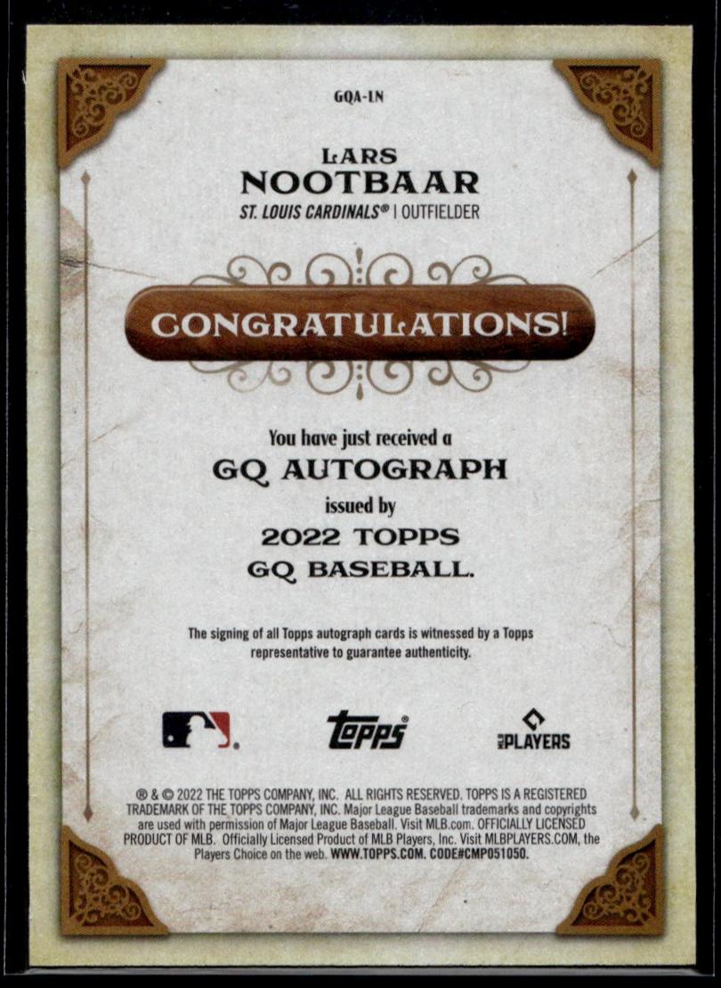 2022 Topps Gypsy Queen Lars Nootbaar Rookie Auto 