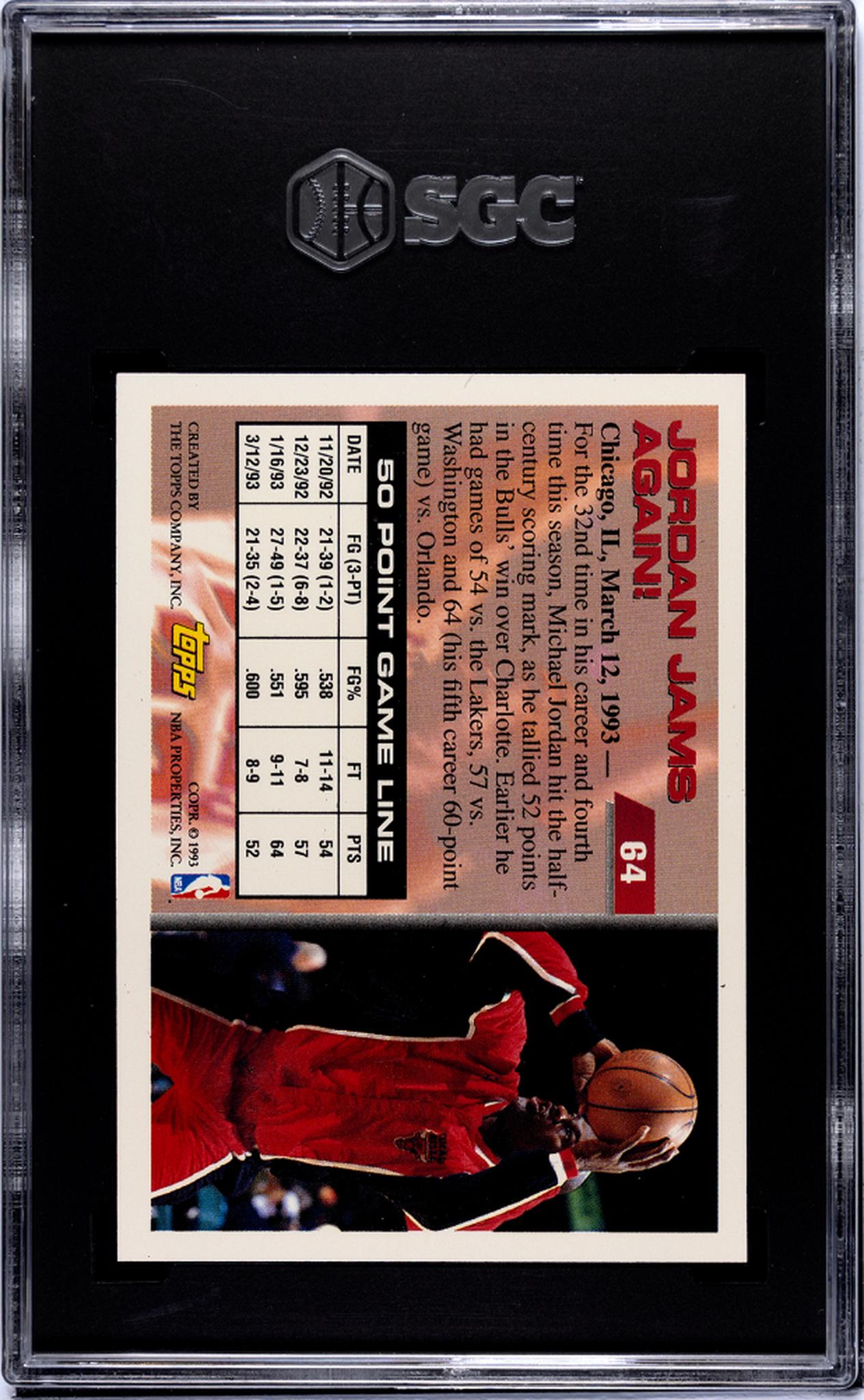 1993 Topps #64 Michael Jordan 50 Point Club SGC 8