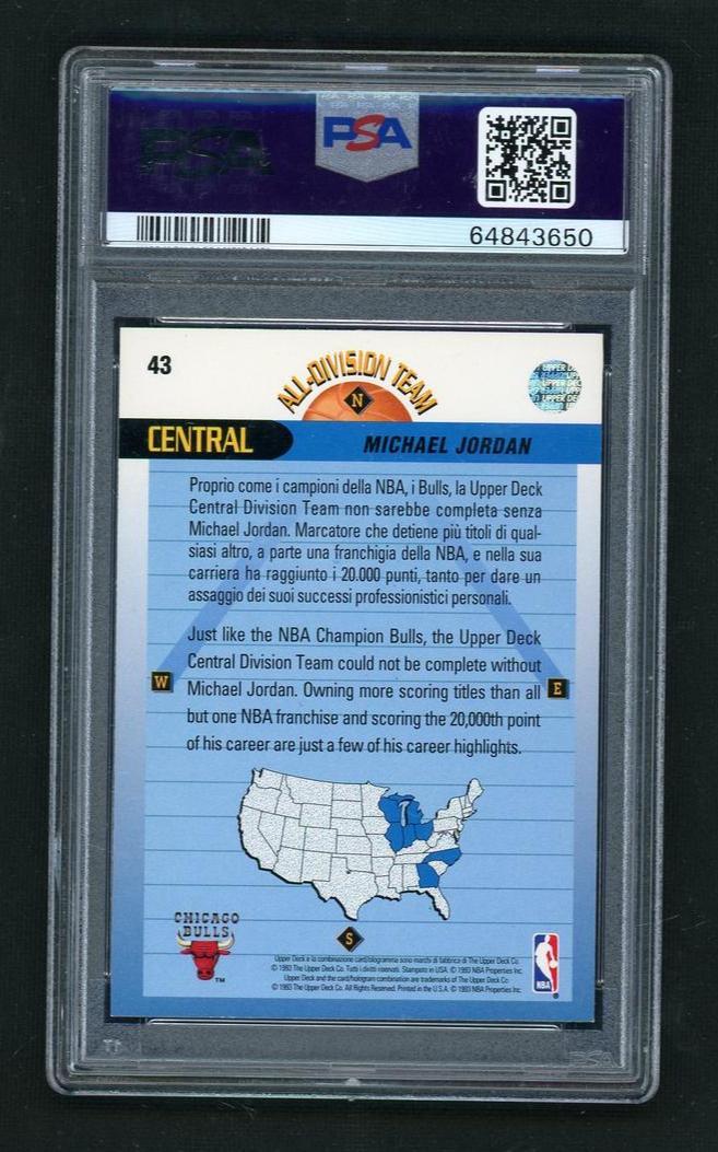 1992 Upper Deck Italian Michael Jordan #43 PSA 9