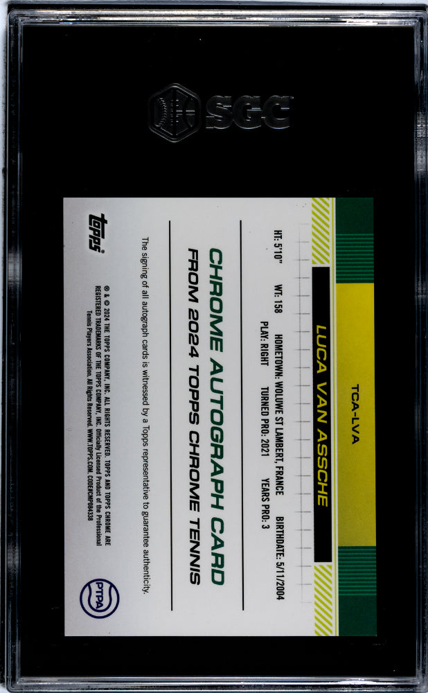 2024 Topps Chrome Blue Luca Van Assche #TCA-LVA RC Auto /250 SGC 9.5 Auto 10