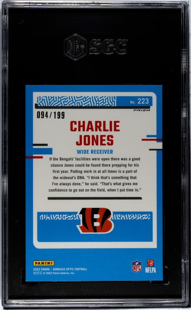 2023 Donruss Optic #223 Charlie Jones /199 SGC 10