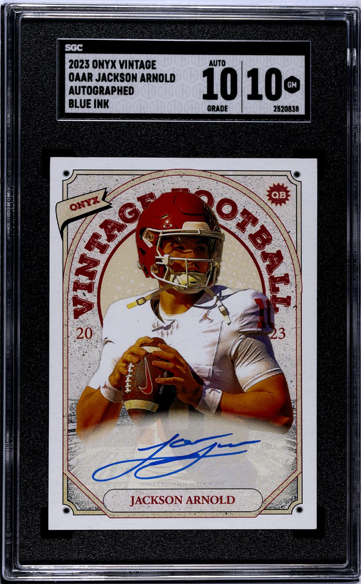 2023 Onyx Vintage Football Blue Ink Jackson Arnold #OAAR Auto SGC 10 Auto 10