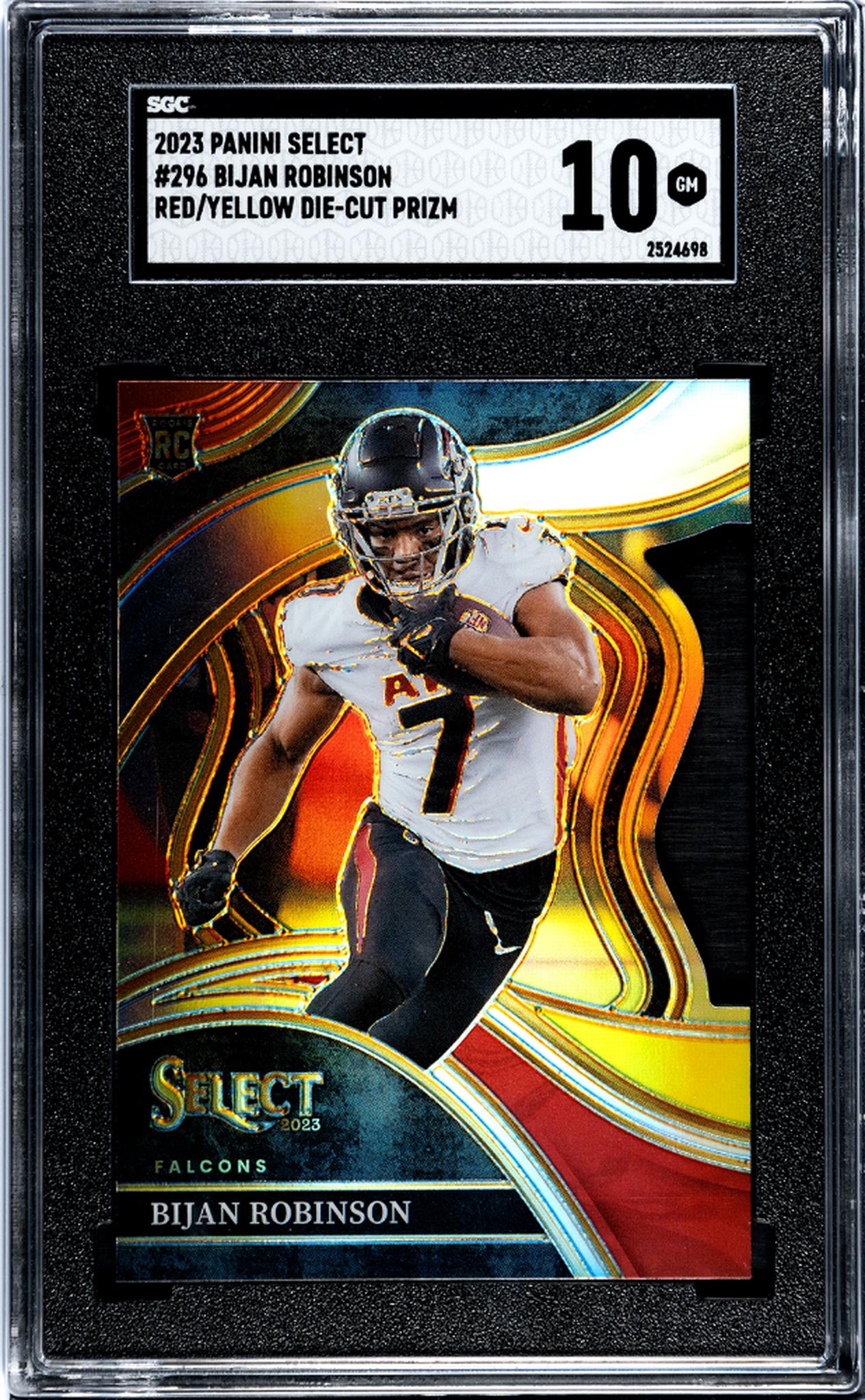 2023 Panini Select #296 Bijan Robinson Red/Yellow Die-Cut Prizm SGC 10