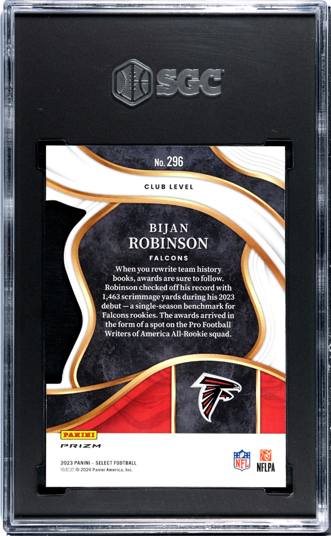 2023 Panini Select #296 Bijan Robinson Red/Yellow Die-Cut Prizm SGC 10