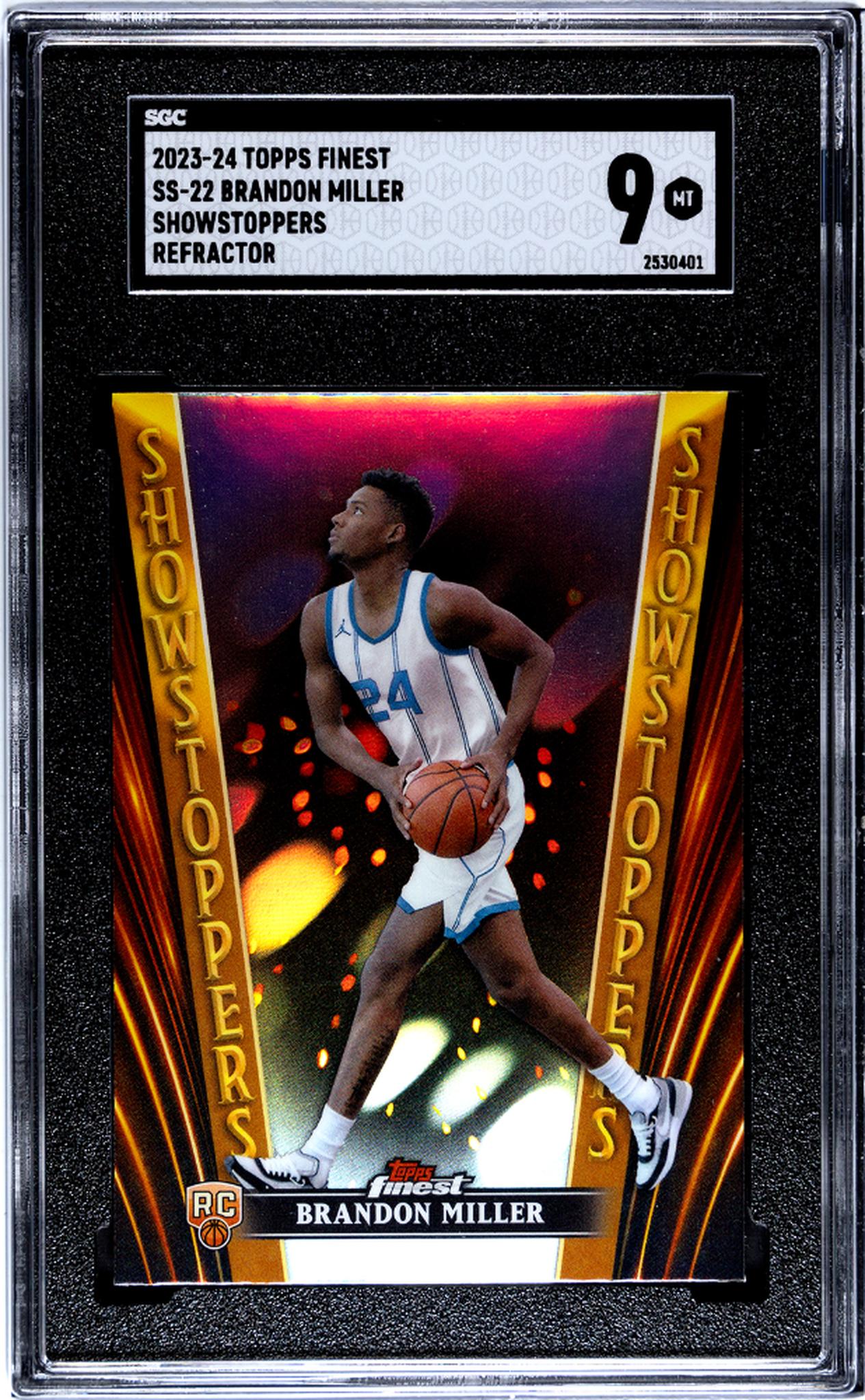 2023 Topps Finest Showstoppers Refractor Brandon Miller #SS-22 RC SGC 9