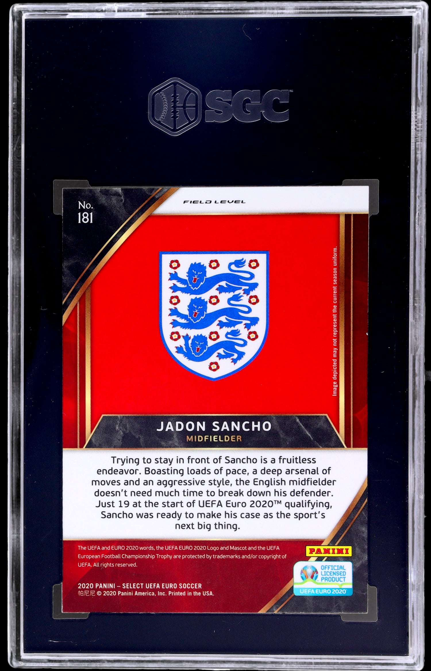 2020 Panini Select UEFA Euro Nameplate Variation Jadon Sancho #181 SGC 9