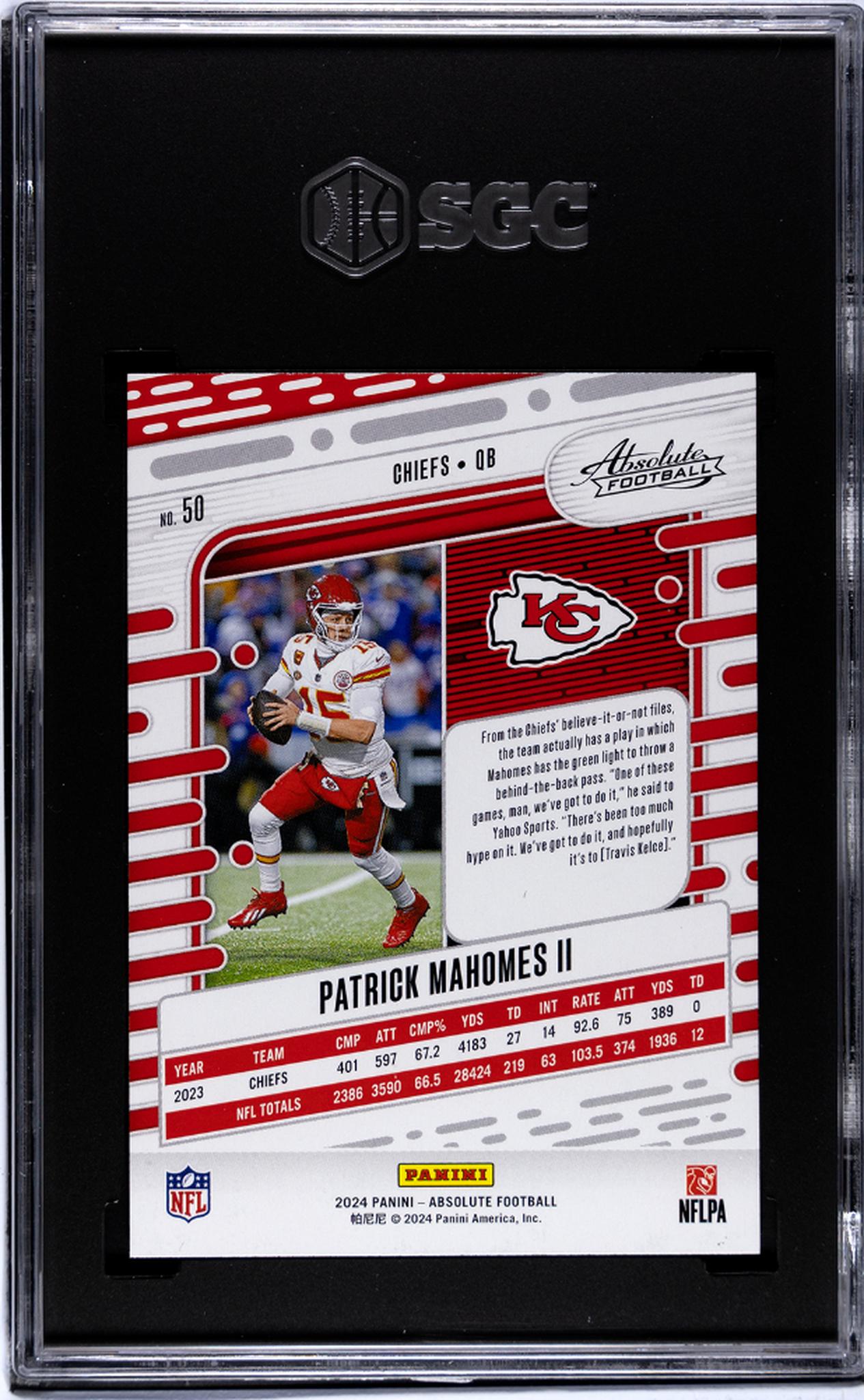 2024 Panini Absolute #50 Patrick Mahomes II Retail SGC 10