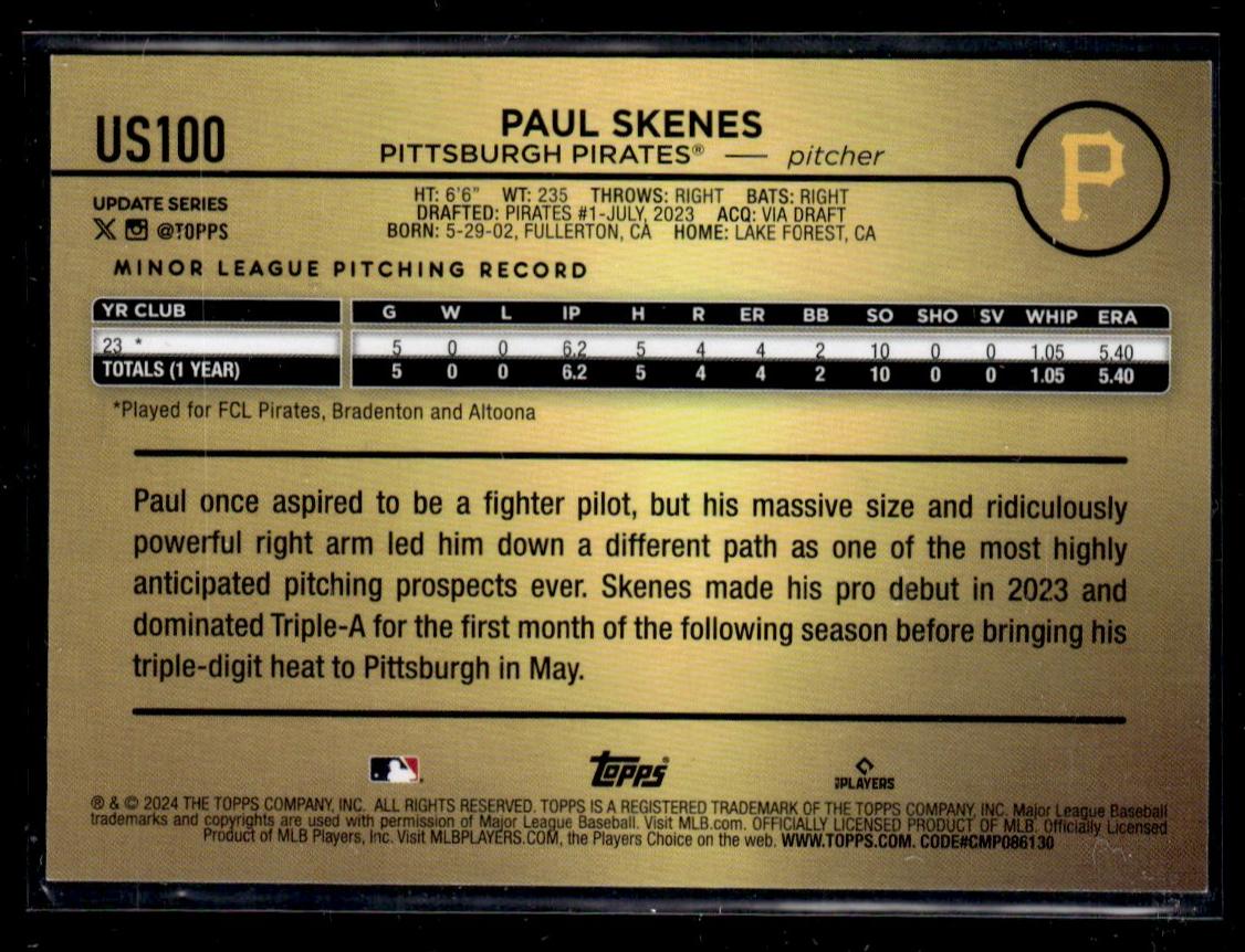 2024 Topps Update Series Paul Skenes #US100 RC
