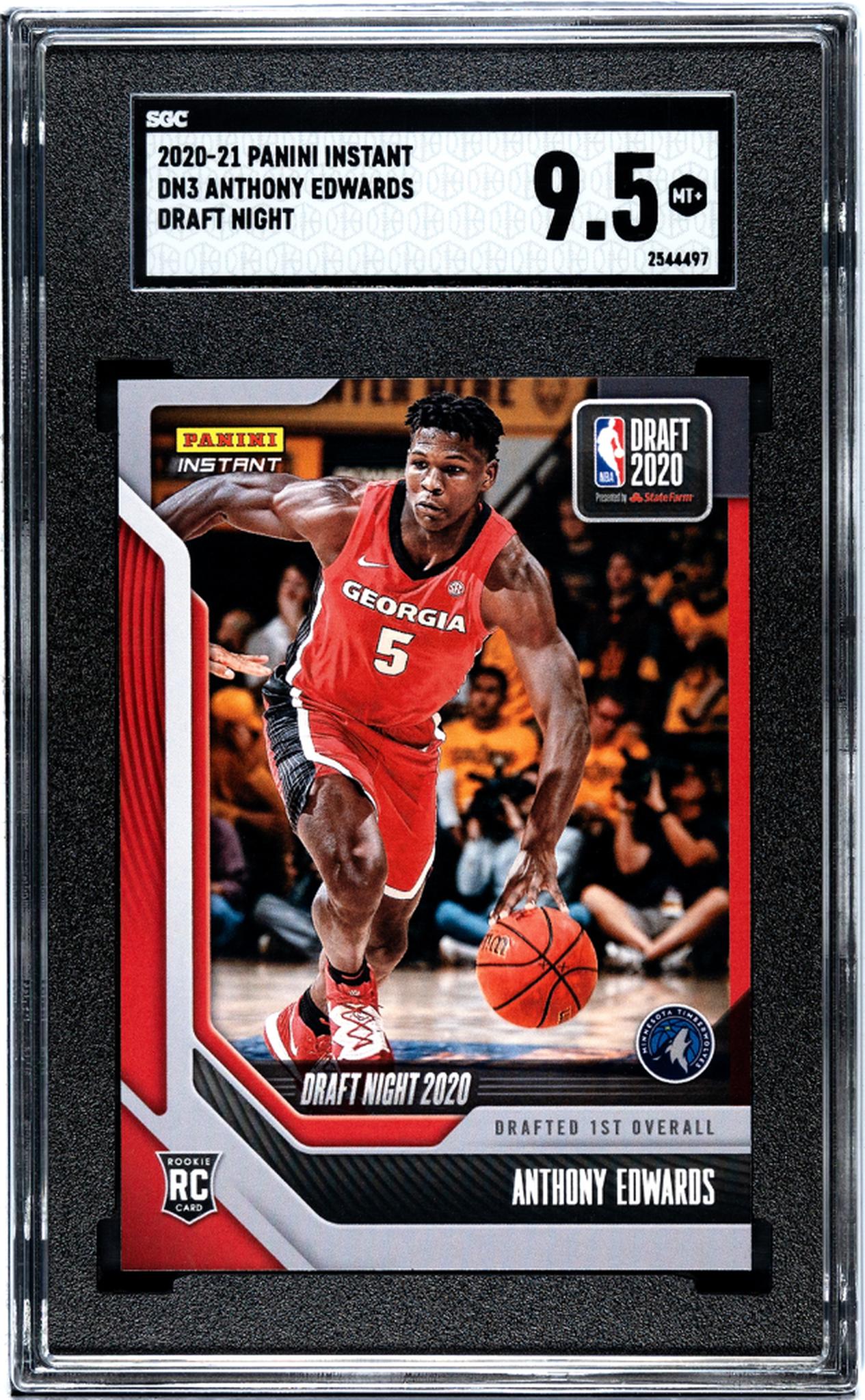 2020-21 Panini Instant Draft Night 2020 Anthony Edwards #DN3 RC SGC 9.5