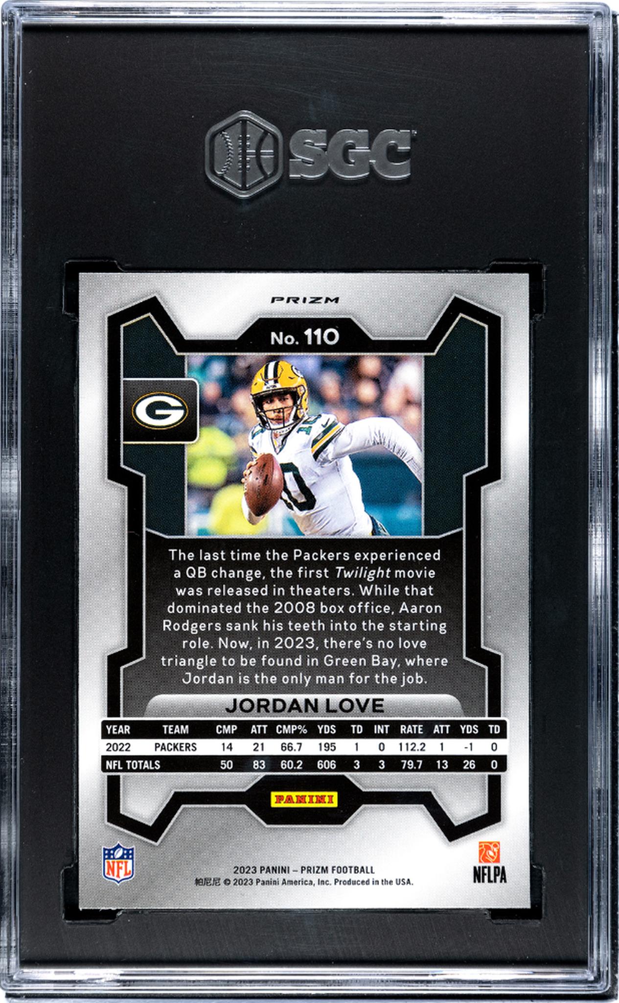 2023 Panini Prizm #110 Jordan Love Silver Prizm SGC 9.5