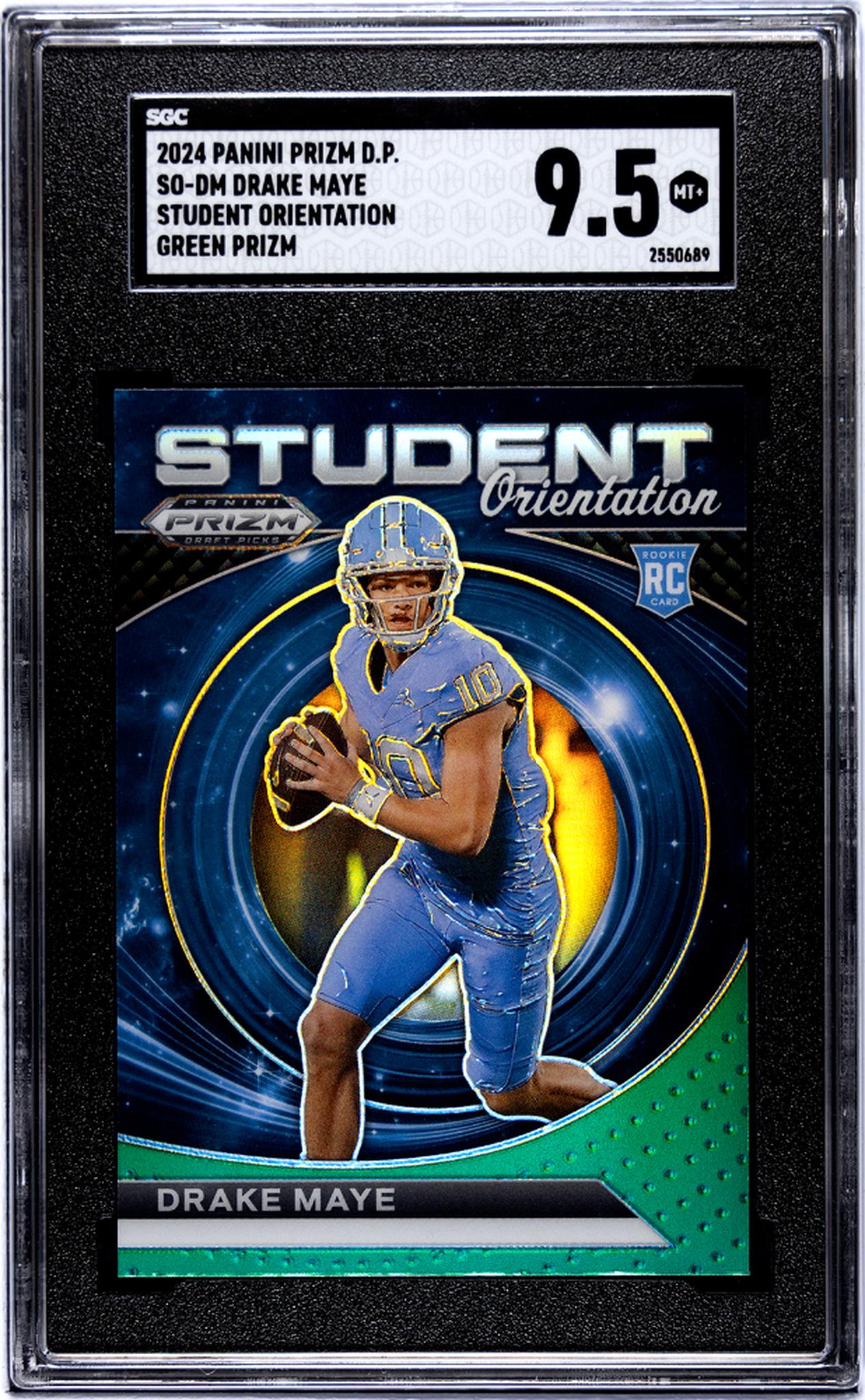 2024 Panini Prizm Draft Picks #SO-DM Drake Maye Student Orientation Green Prizm SGC 9.5