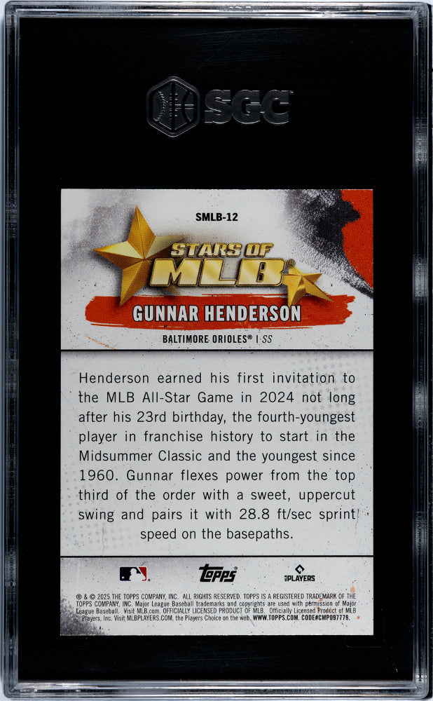 2025 Topps Stars of MLB Gunnar Henderson #SMLB-12 SGC 10